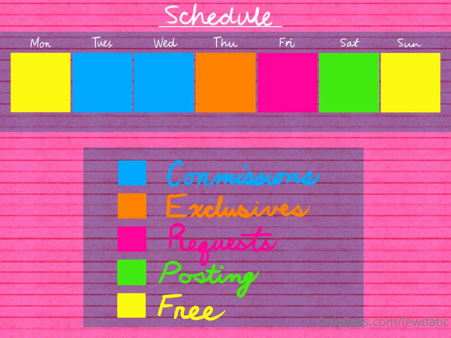 A little late posting but here s this week s schedule june 6th-12th 