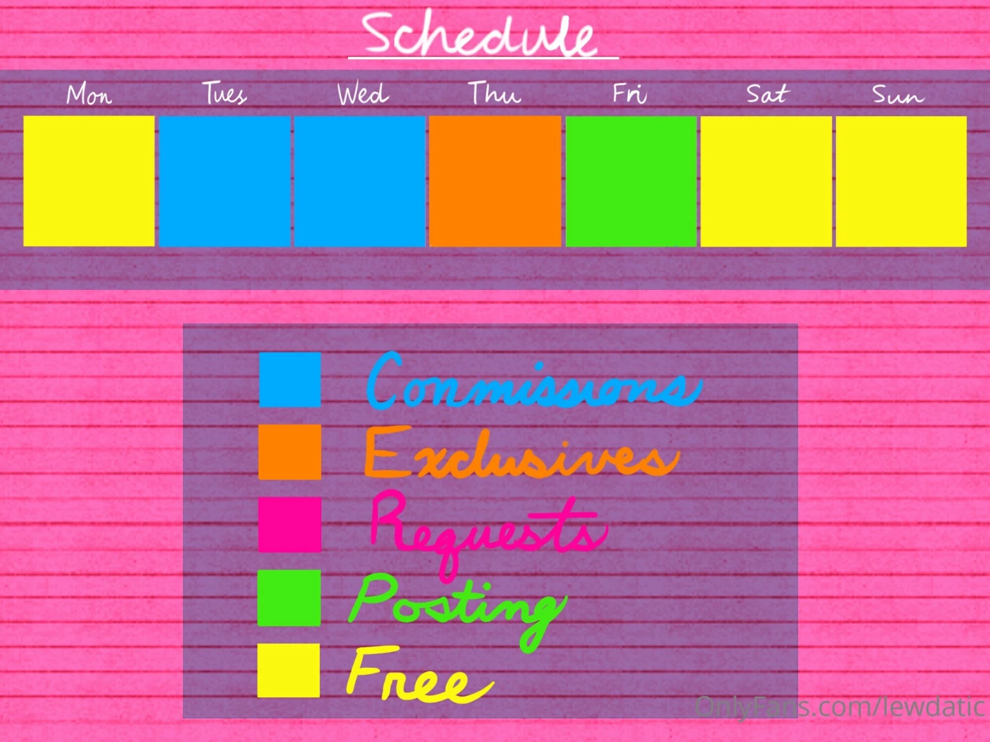 This week s schedule originally i was gonna do requests tonight but i 