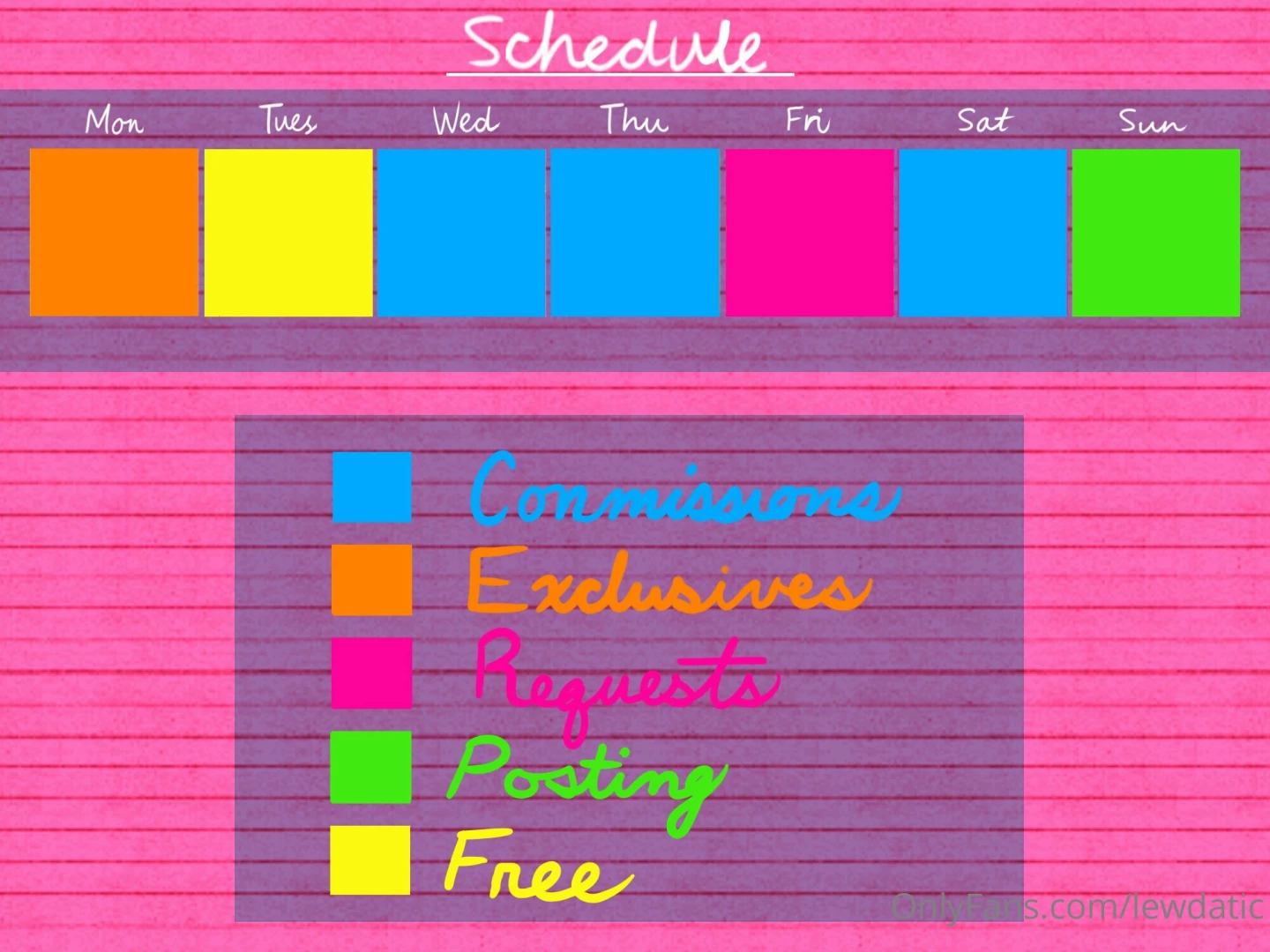 Art schedule for next week june 20th - 26th 