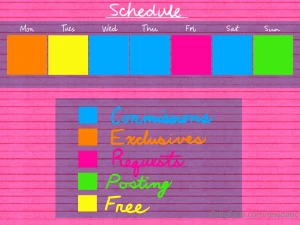 Art schedule for next week june 20th - 26th