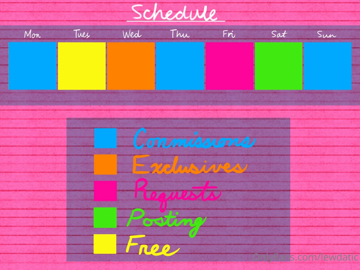 New schedule for jul 25h - jul 31st 