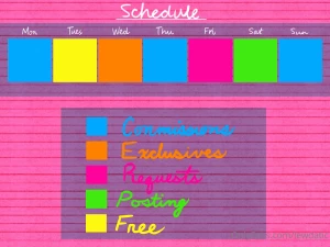 New schedule for jul 25h - jul 31st