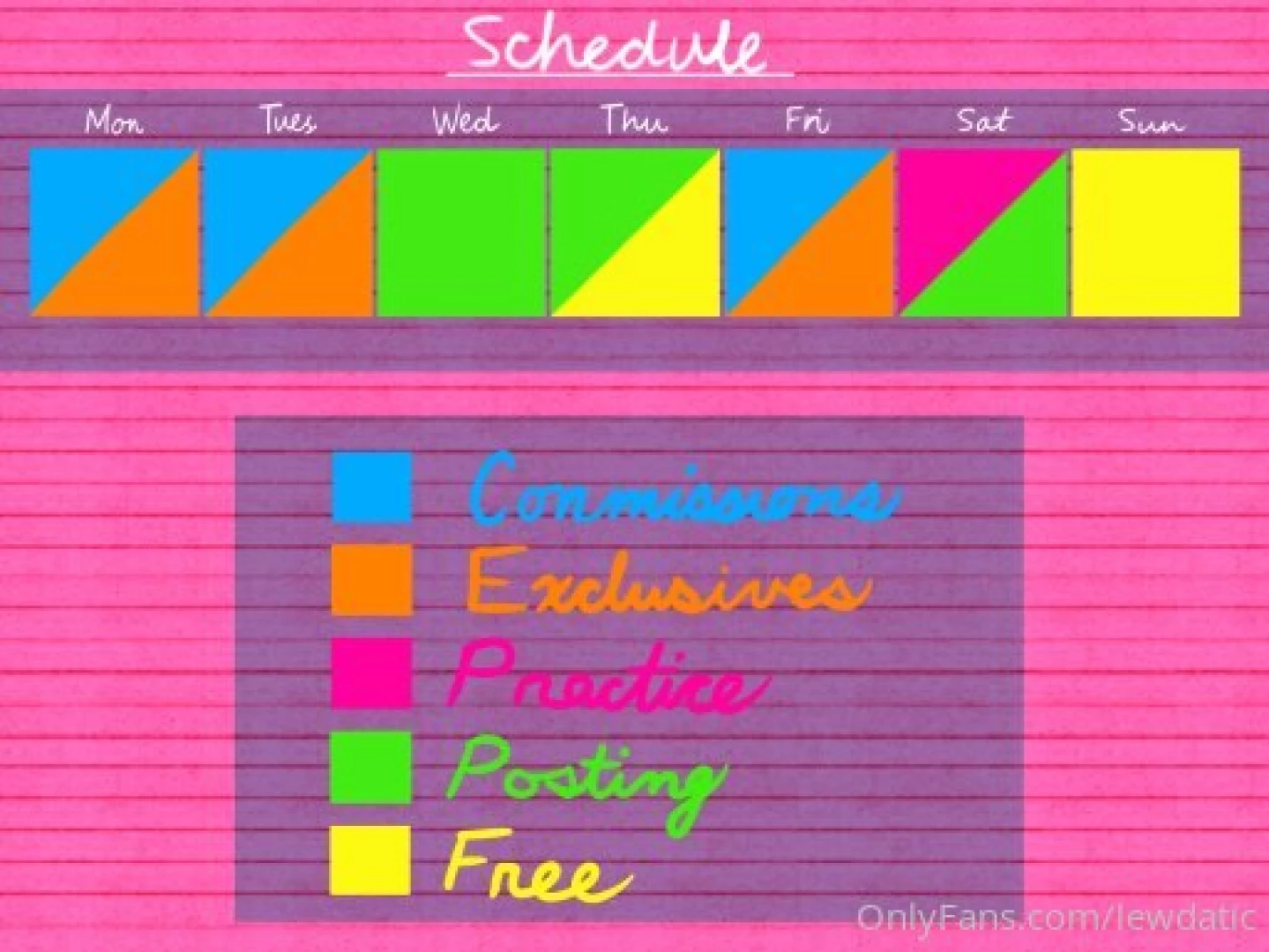 My schedule for this week nov 22nd-28th 