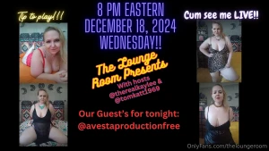 Coming up on wednesday december 18th at 8 pm eastern theloungeroom is