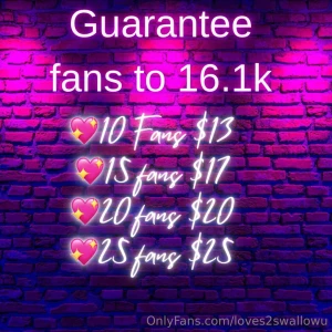 Guaranteed fans 10 fans 13 15 fans 17 20 fans 20 25 fans 25 i ll