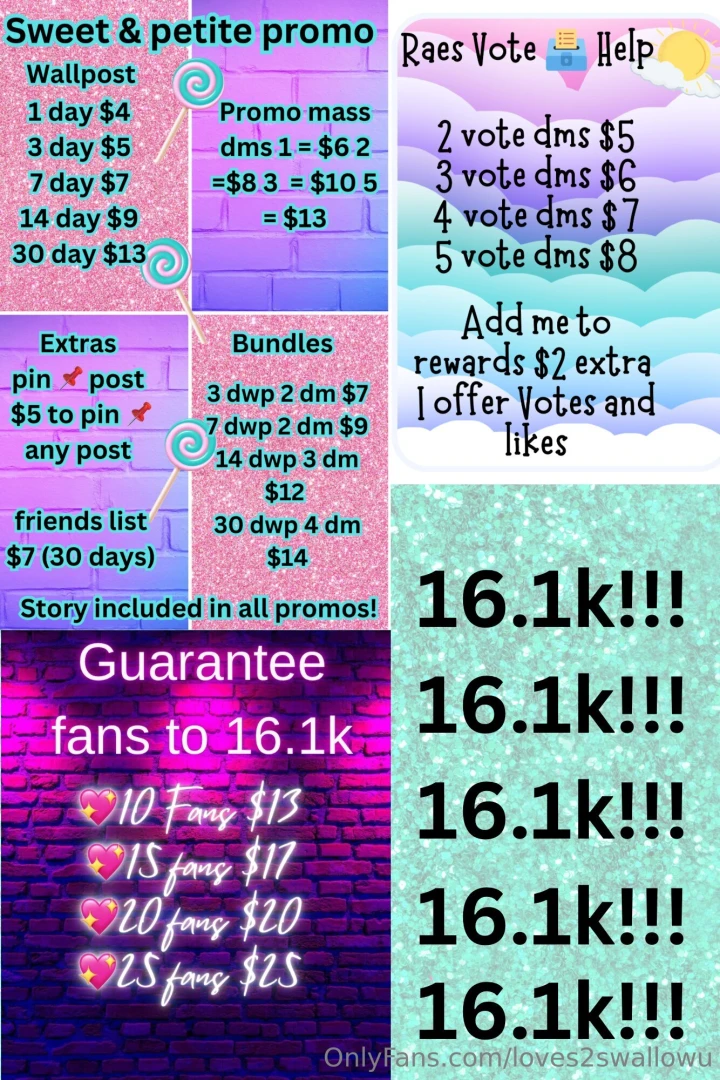 Creators let me promote you to 16 1k let s get you seen let me know 