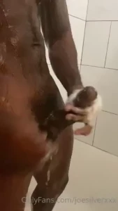 Morning shower stroke nice cumshot at the end