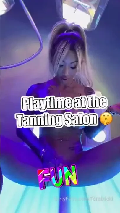 Playtime at tanning salon nbsp the girls chatting outside the booth 