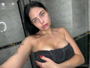 Just stepped out of the shower and oops still dripping towel s barely