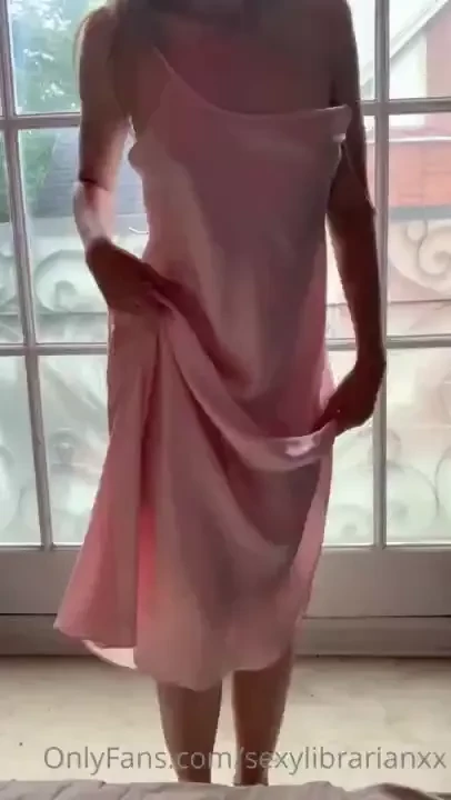 A pretty girl in a pretty slip waiting to leave that nightgown i a 