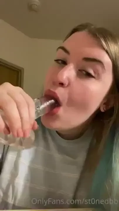Clear dildo bj spitting and gagging 