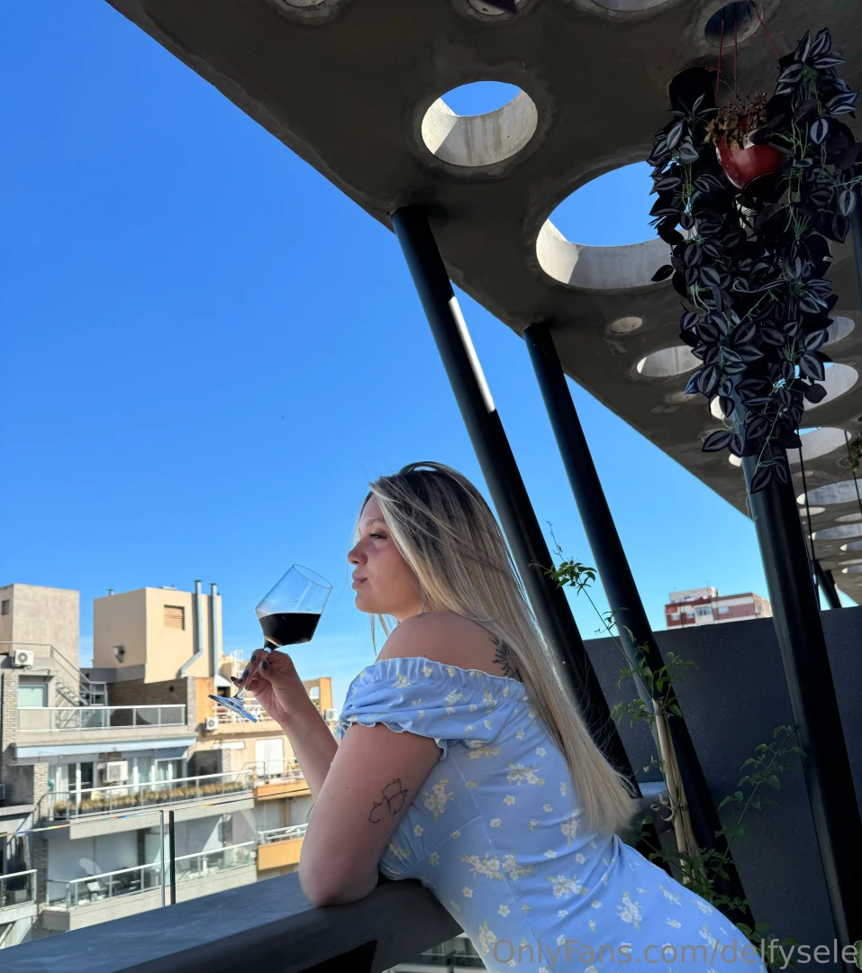 Una buena copa de vino una hermosa vista ahora me falta una buena 