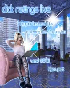 I m going live for you on wednesday baby we re doing live dick rates