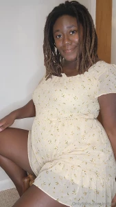 Trying on outgrown dresses both of these dresses can fit perfectly