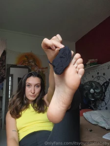 Do you want to see if these little socks fit on my huge feet you can