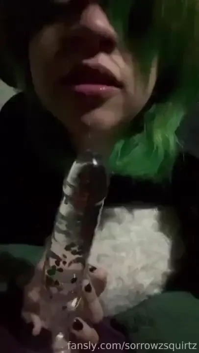 Sucking on my dildo for the first time literally in tearss at the end part 3 