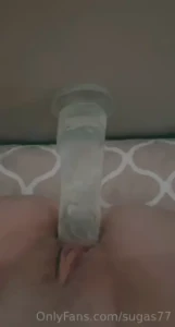 Riding my dildo on my wall so creamy