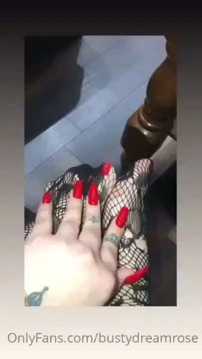 Red nails sexy stockings foot 