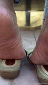 Close up on me and mommas soles dry and tasteful