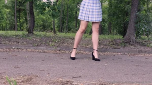 High heels upskirt asmr pavement sounds