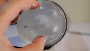 9 min video i fuck a sleeve secured to a table shown from a lot of