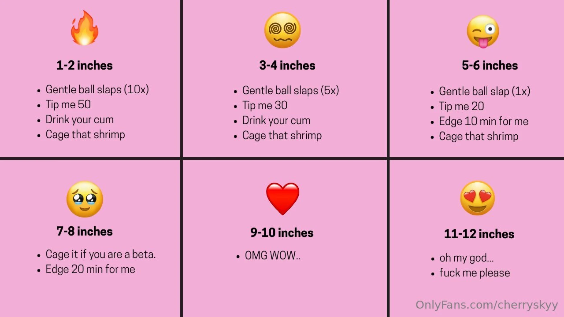 Comment the emoji of your size and do the tasks like a good boy for 
