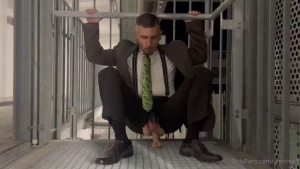 Riding the dildo outside after the business meeting