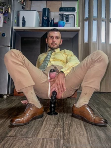 Beige used socks and ass training before going to the office part 3