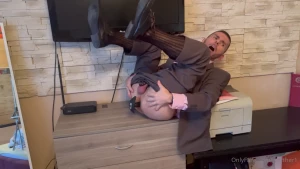Suited ass-fucked by a toy