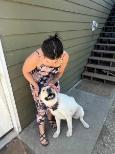 Ready to head out for a wedding but not before getting a nice snuggle