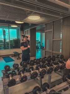 Workout session with a package