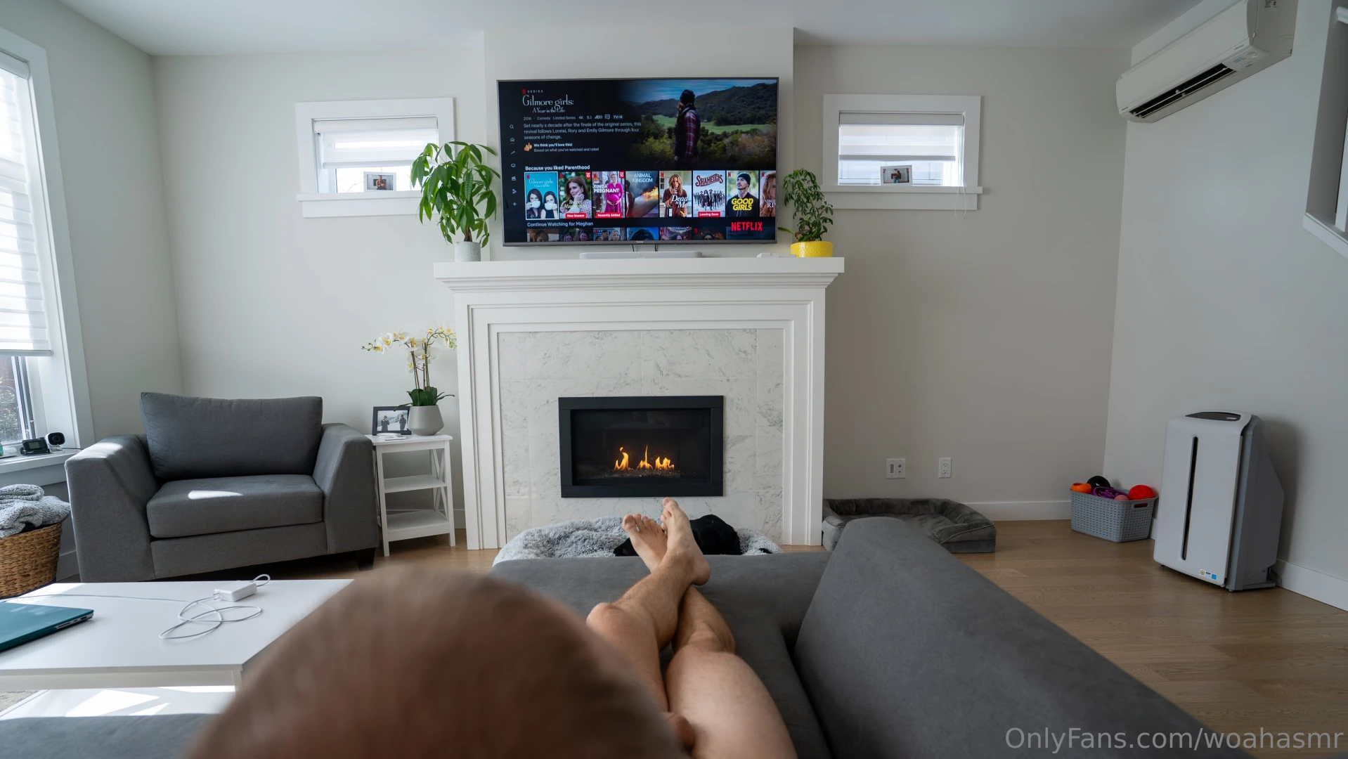 No need for clothes on a cold winters today when the fires going part 1 