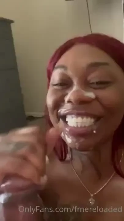 Dirty slutty red head sucks dick until my face is covered in cum 