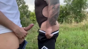 Perverted moment with this 19 year old manly boy behind a junkyard