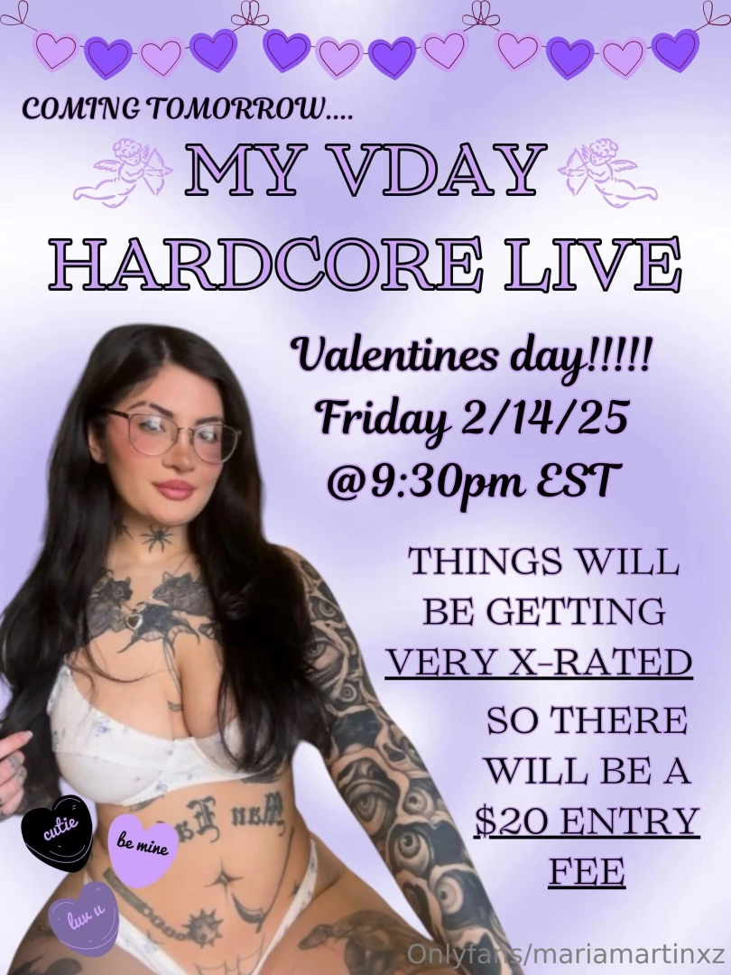 Reminder doing a hardcore x-rated live tomorrow february 14th at 9 
