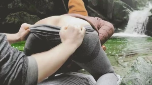 We discovered this gorgeous pool waterfall combo while exploring deep