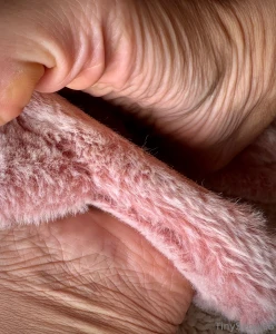 Tucking you in with a cozy heel pop some pink soles and snowflake blue