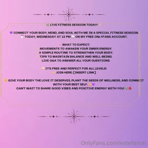 Live fitness session today connect your body mind and soul with me in