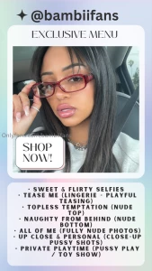 Peek my exclusive menu i have a few secret options you can pick from