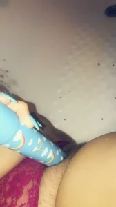 My rainbow dildo makes me squirt a lot excuse the hair