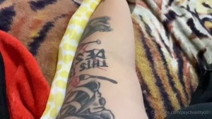 Chilling with my youngest noodle and a couple hairballs