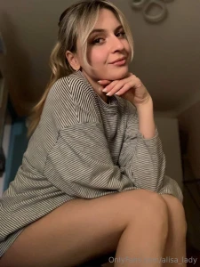 Evening at home just me cozy longsleeve and laptop with series or