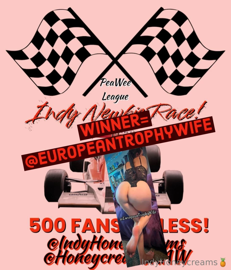 Winner indy newbie race peawee league europeantrophywife 
