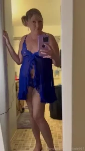 Just seeing how i look in this blue lingerie