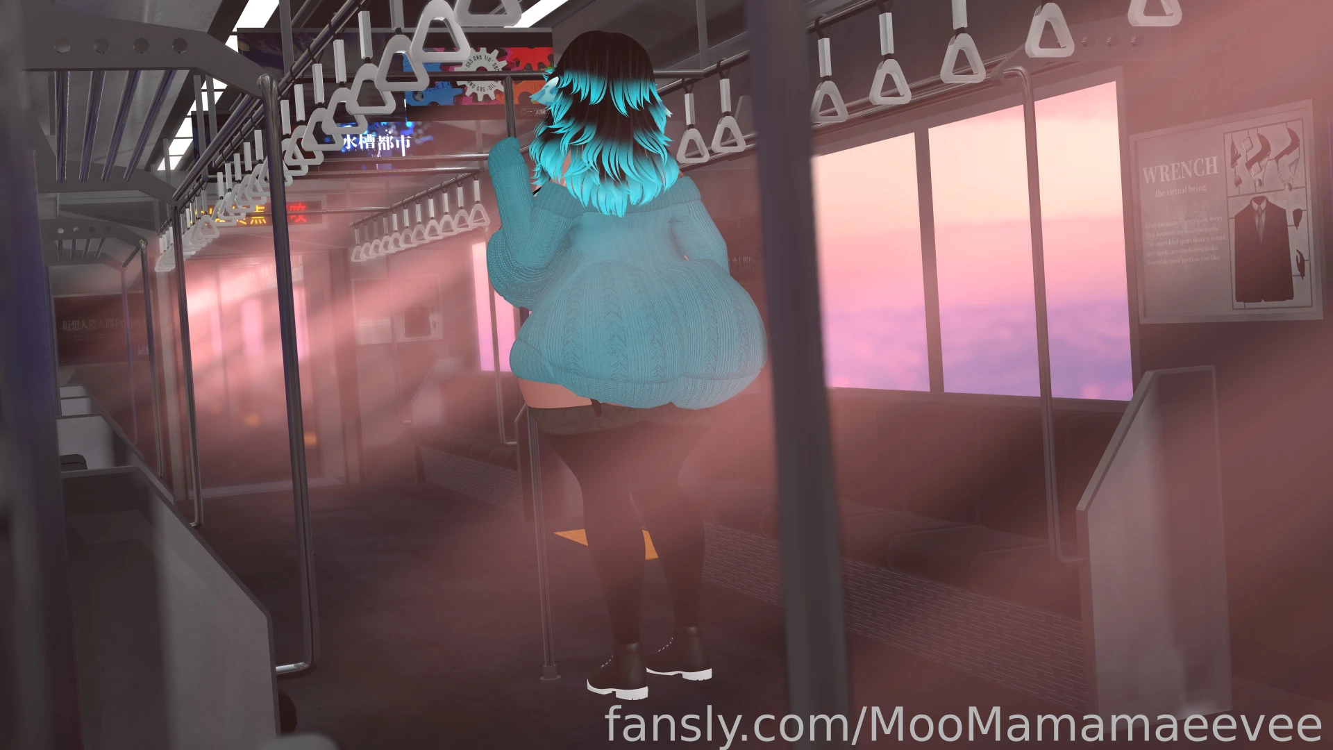 Pov- you see a massive cow girl on the train and she notices your part 1 