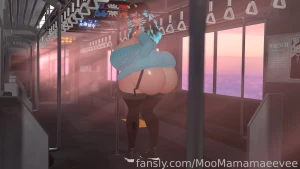 Pov- you see a massive cow girl on the train and she notices your