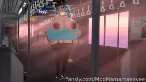 Pov- you see a massive cow girl on the train and she notices your part 4