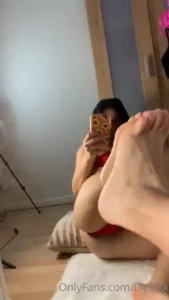 Thin red thong covering my pussy