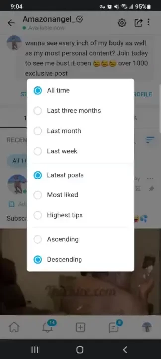 Just showing how to navigate my page hit my most liked or most tipped 