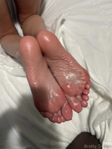 Which little bitch is licking the cum off my feet part 1